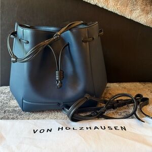 Von Holzhausen Navy Bucket Crossbody